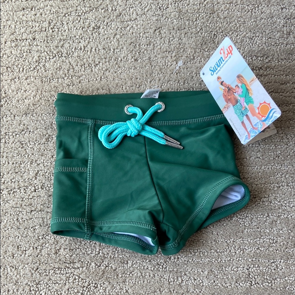 Kids Green Swim Trunks